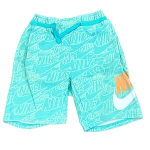 Nike Boy’s Logo Aqua Teal Athletic Shorts Medium